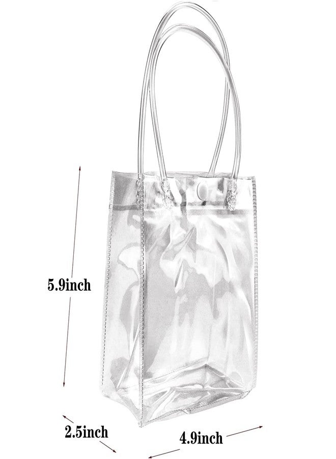 Tergy 50 Pcs Plastic Gift Bags with Handle Reusable PVC Gift Wrap Tote Bags for Bachelorette Bridesmaid Wedding Birthday Baby Shower Party Favor(5.9X4.9X2.5inches) - Image 2